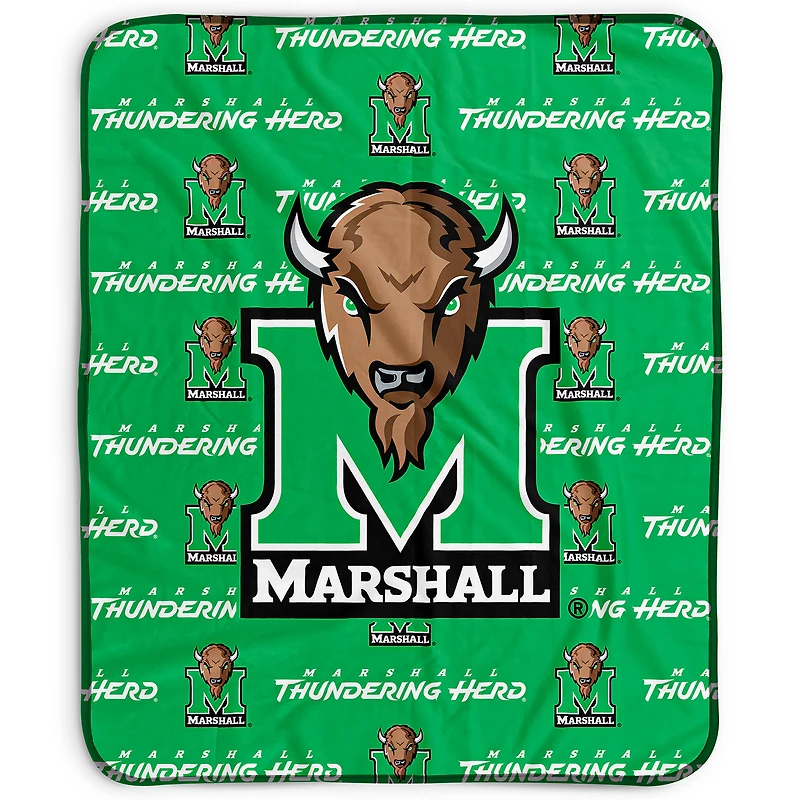 Pegasus Marshall Thundering Herd 50" x 60" Repeat Wordmark Fleece Blanket
