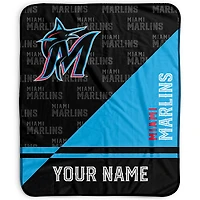 Pegasus Miami Marlins 50" x 60" Split Wordmark Personalized Fleece Blanket