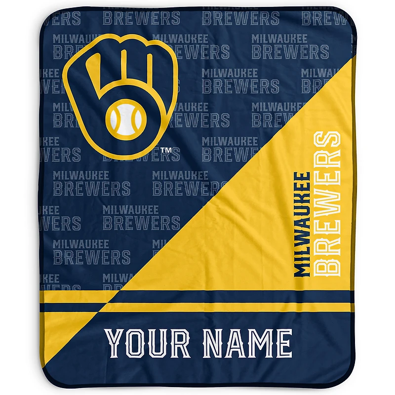 Pegasus Milwaukee Brewers 50" x 60" Split Wordmark Personalized Fleece Blanket
