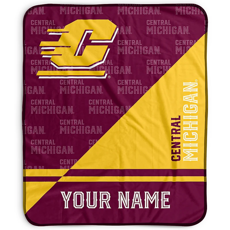 Pegasus Central Michigan Chippewas 50" x 60" Split Wordmark Personalized Fleece Blanket