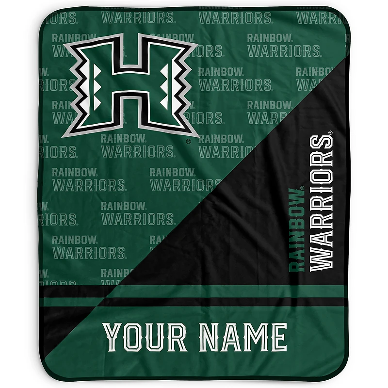 Pegasus Hawaii Rainbow Warriors 50" x 60" Split Wordmark Personalized Fleece Blanket