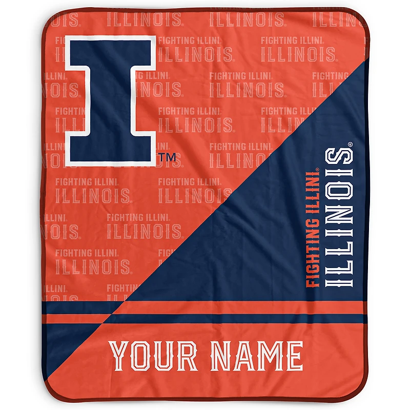 Pegasus Illinois Fighting Illini 50" x 60" Split Wordmark Personalized Fleece Blanket