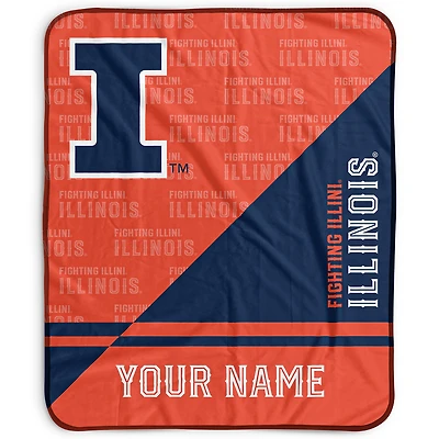 Pegasus Illinois Fighting Illini 50" x 60" Split Wordmark Personalized Fleece Blanket