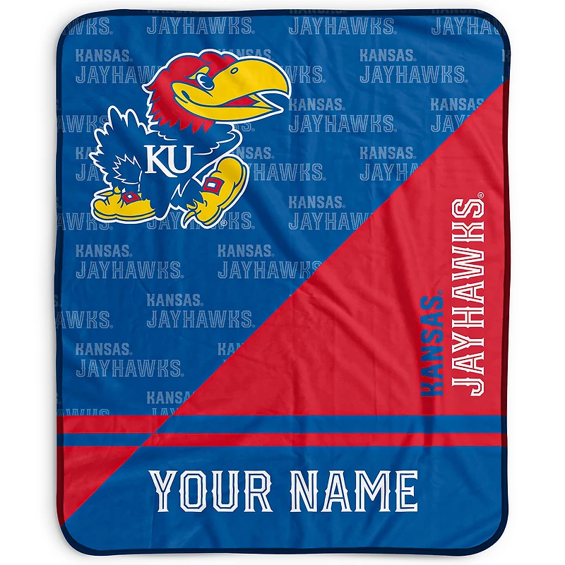 Pegasus Kansas Jayhawks 50" x 60" Split Wordmark Personalized Fleece Blanket