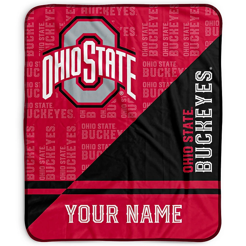 Pegasus Ohio State Buckeyes 50" x 60" Split Wordmark Personalized Fleece Blanket