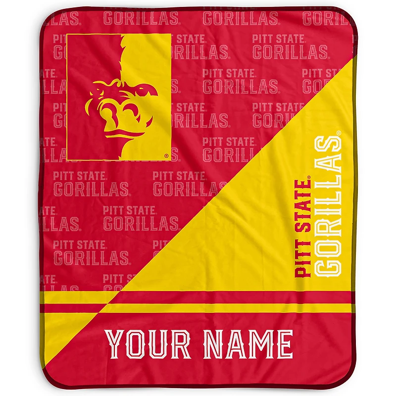 Pegasus Pittsburg State Gorillas 50" x 60" Split Wordmark Personalized Fleece Blanket