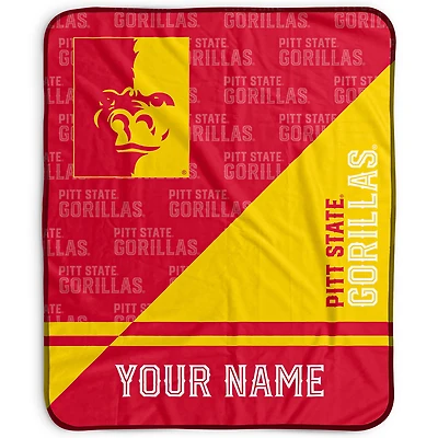 Pegasus Pittsburg State Gorillas 50" x 60" Split Wordmark Personalized Fleece Blanket
