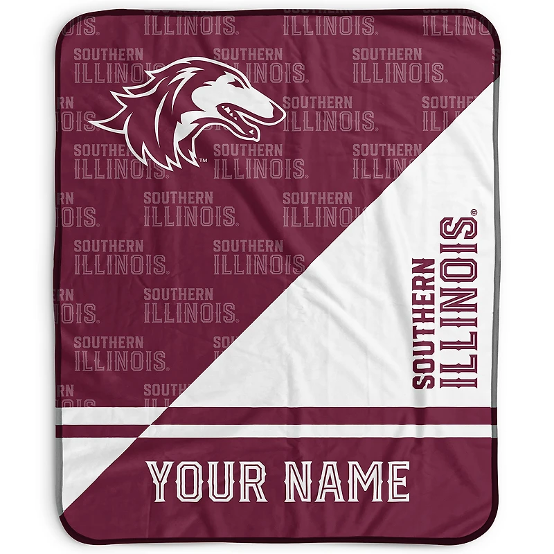 Pegasus Southern Illinois Salukis 50" x 60" Split Wordmark Personalized Fleece Blanket