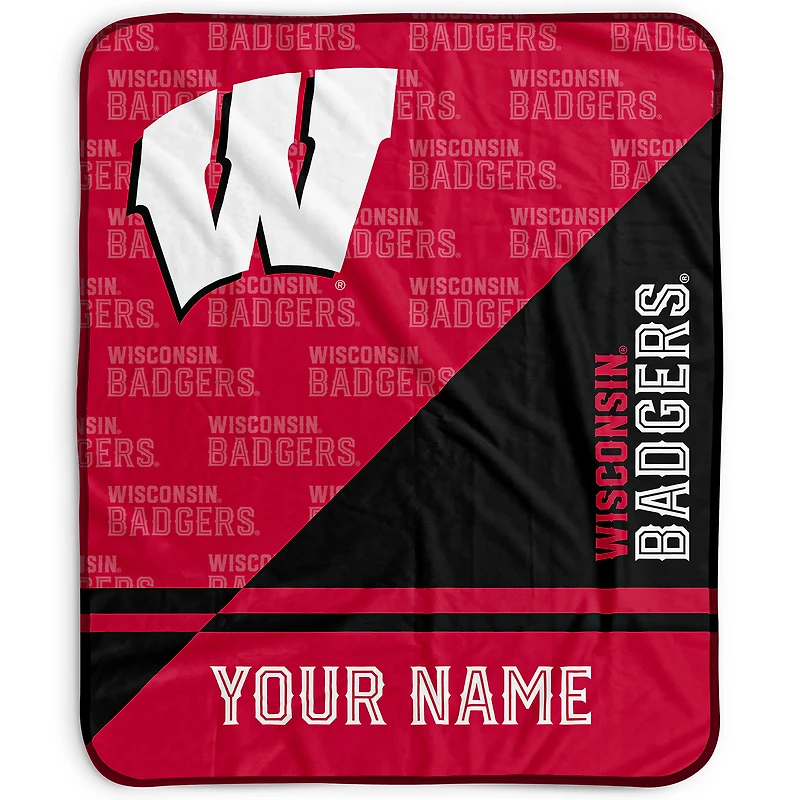 Pegasus Wisconsin Badgers 50" x 60" Split Wordmark Personalized Fleece Blanket