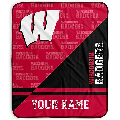 Pegasus Wisconsin Badgers 50" x 60" Split Wordmark Personalized Fleece Blanket