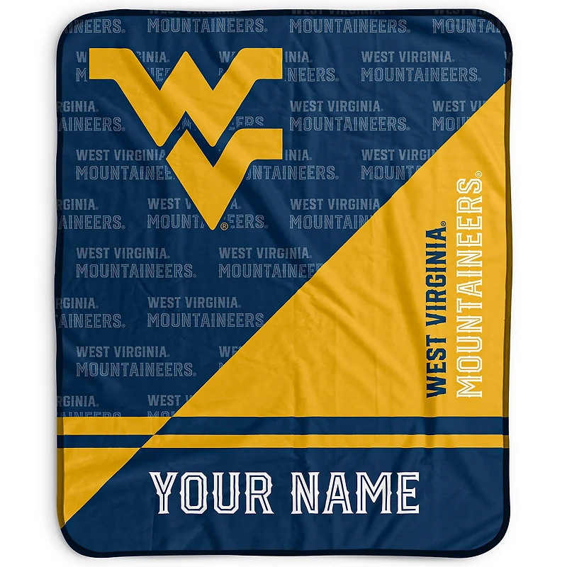 Pegasus West Virginia Mountaineers 50" x 60" Split Wordmark Personalized Fleece Blanket