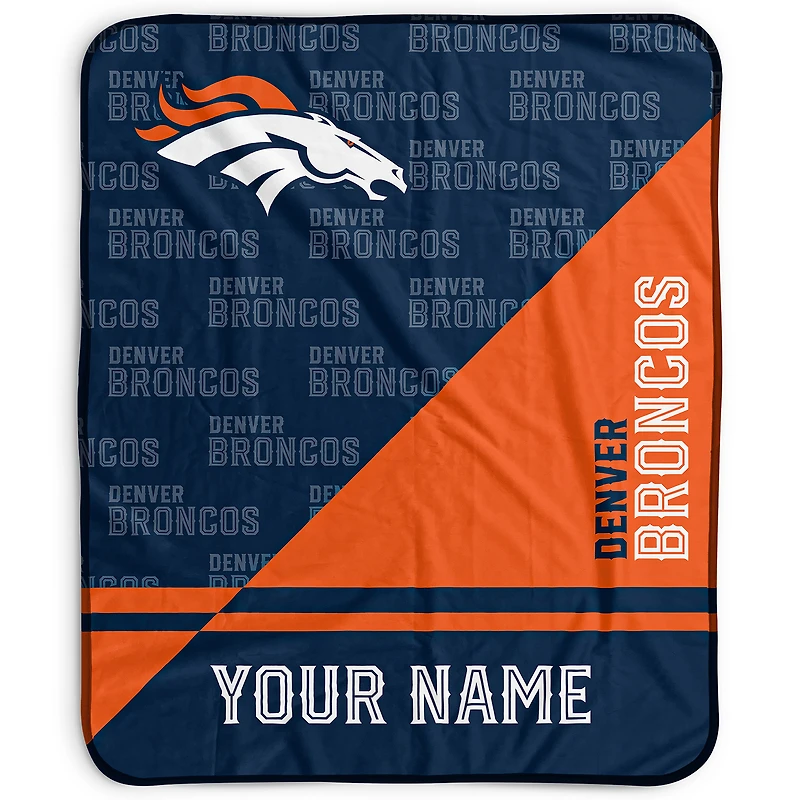 Pegasus Denver Broncos 50" x 60" Split Wordmark Personalized Fleece Blanket
