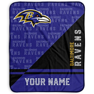 Pegasus Baltimore Ravens 50" x 60" Split Wordmark Personalized Fleece Blanket