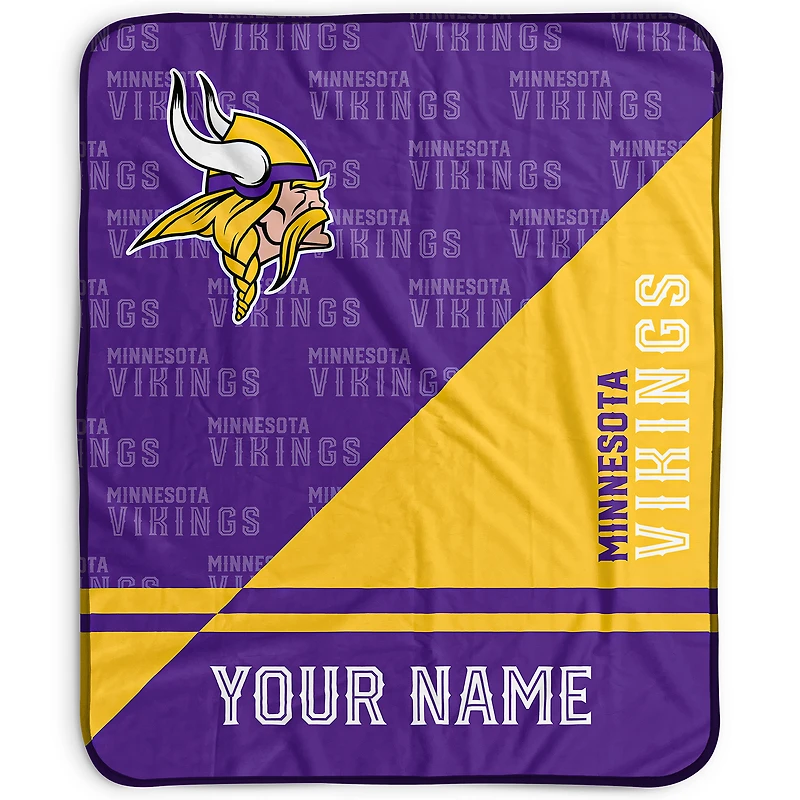 Pegasus Minnesota Vikings 50" x 60" Split Wordmark Personalized Fleece Blanket