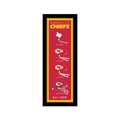 Kansas City Chiefs 12" x 36" Helmet Heritage Framed Banner