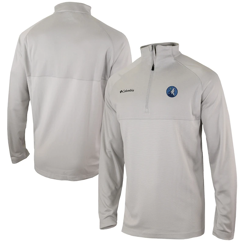 Men's Columbia Heather Gray Minnesota Timberwolves Omni-Wick Rockin' It Quarter-Zip Pullover Top