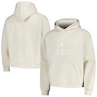 Men's Cream Seattle Sounders FC Tonal Team Primary Logo Oversized Raglan Pullover Hoodie