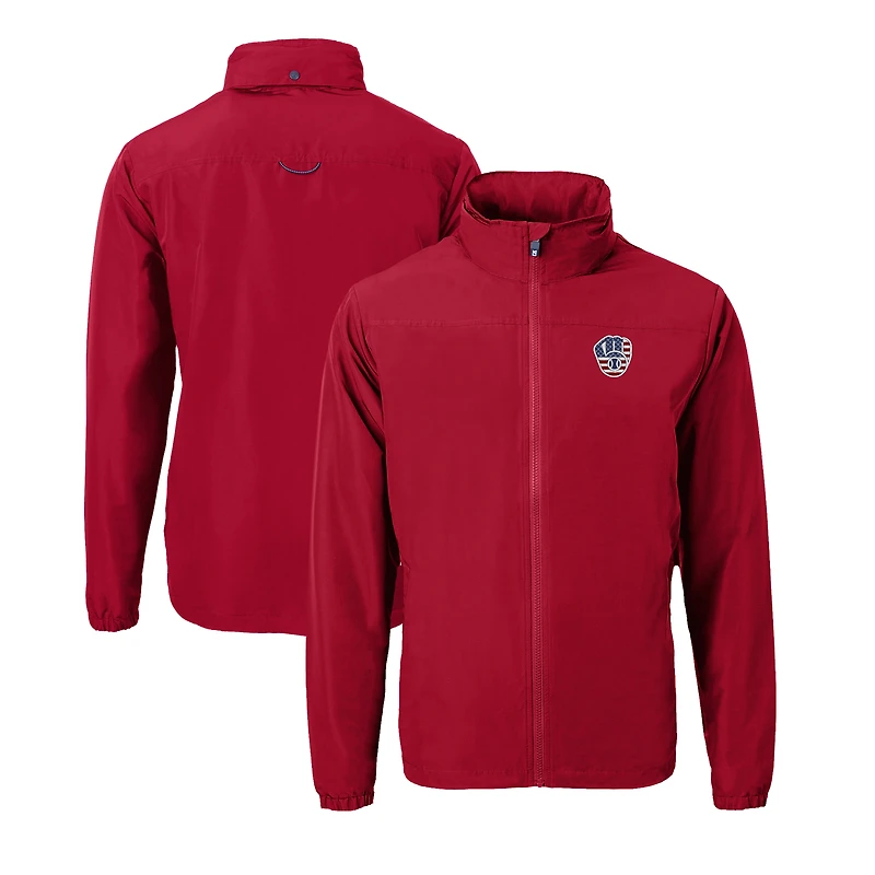 Men's Cutter & Buck Red Milwaukee Brewers Stars & Stripes Charter Eco Recycled Full-Zip Jacket