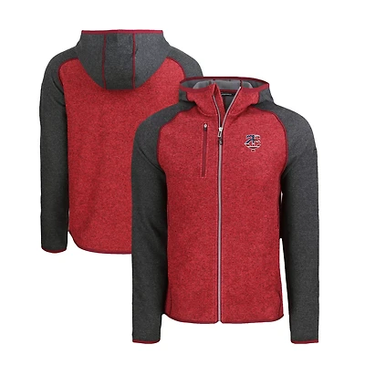 Men's Cutter & Buck  Heather Red/Heather Charcoal Minnesota Twins Stars & Stripes Mainsail Sweater-Knit Full-Zip Hoodie