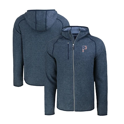 Men's Cutter & Buck  Heather Navy Pittsburgh Pirates Stars & Stripes Mainsail Sweater-Knit Full-Zip Hoodie