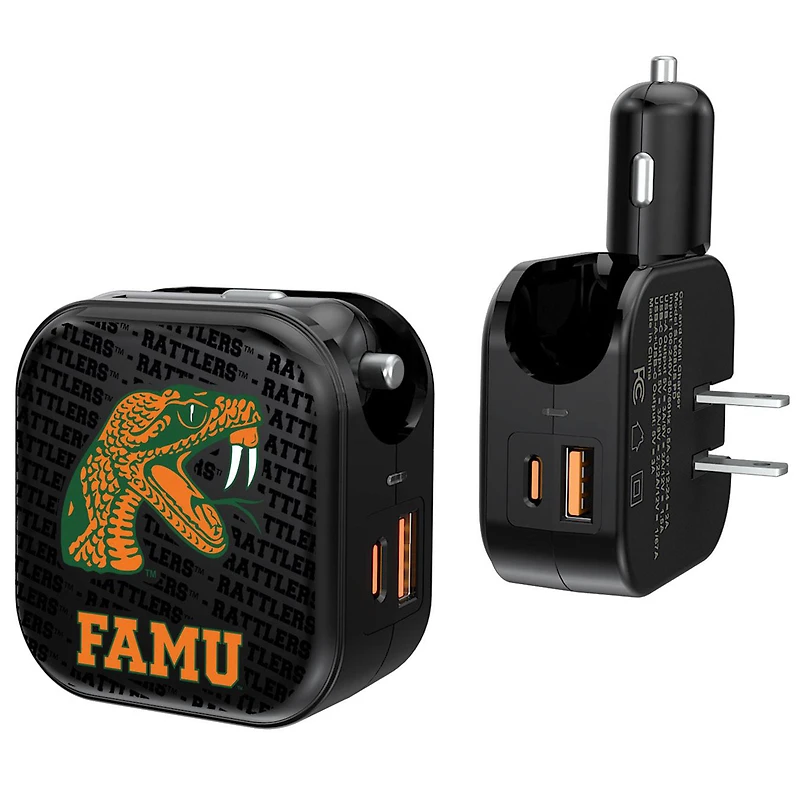 Keyscaper Black Florida A&M Rattlers Two-In-One USB A/C Charger