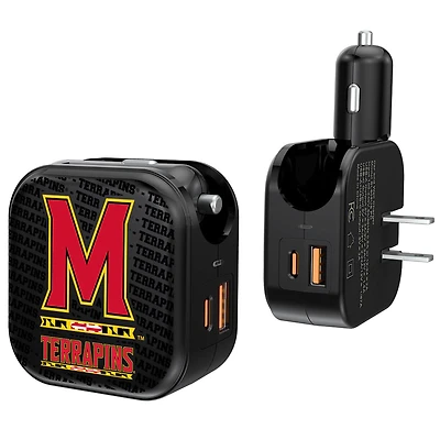 Keyscaper Black Maryland Terrapins Two-In-One USB A/C Charger