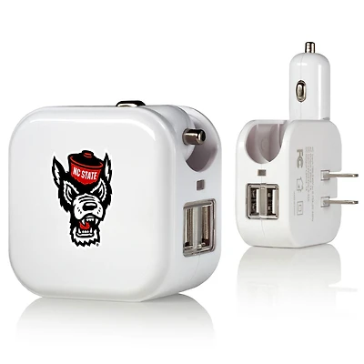 Keyscaper White NC State Wolfpack Two-In-One USB Charger