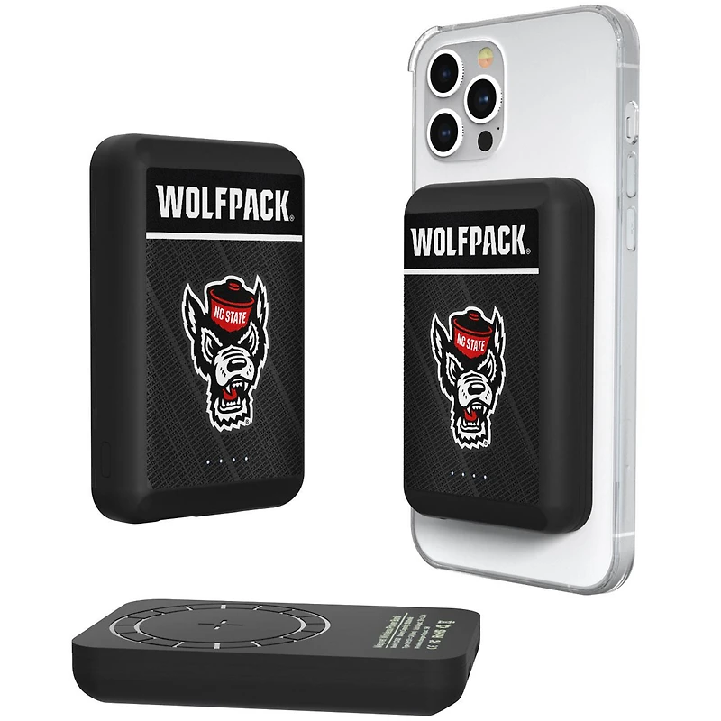 Keyscaper Black NC State Wolfpack 5000mAh Wireless Magnetic Power Bank