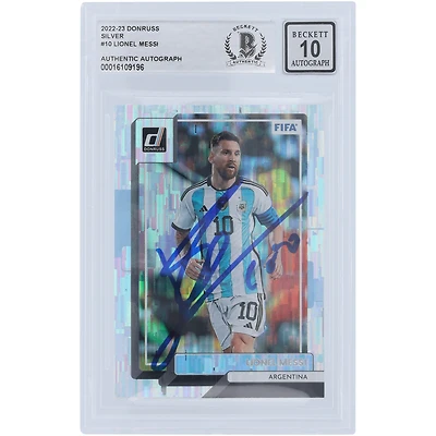 Lionel Messi Argentina National Team Autographed 2022-23 Panini Donruss Silver #10 BAS Authenticated 10 Card