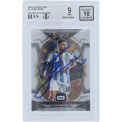 Lionel Messi Argentina National Team Autographed 2022-23 Panini Select FIFA #4 BAS Authenticated 9/10 Card