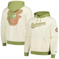 Men's New Era Cream/Green Baltimore Orioles Color Pop Pullover Hoodie