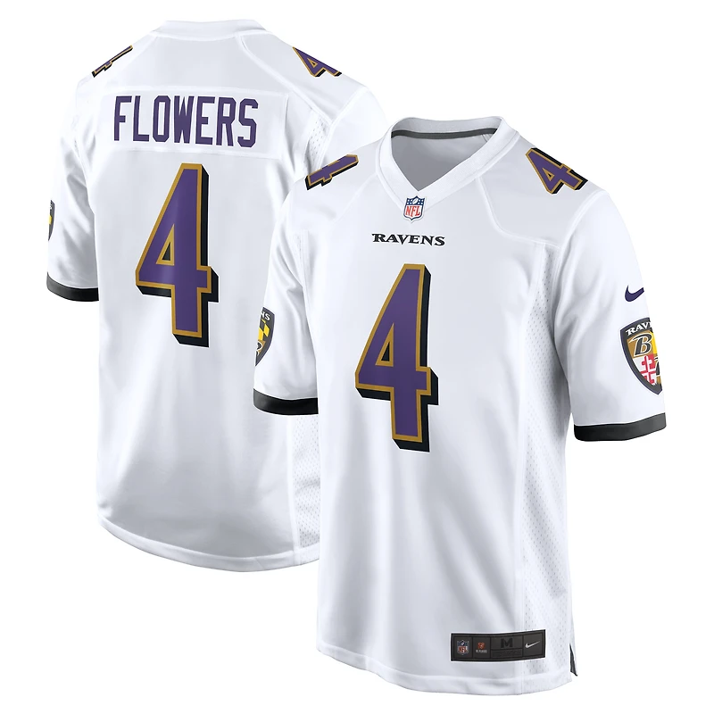 Men's Nike Zay Flowers  White Baltimore Ravens  Game Jersey