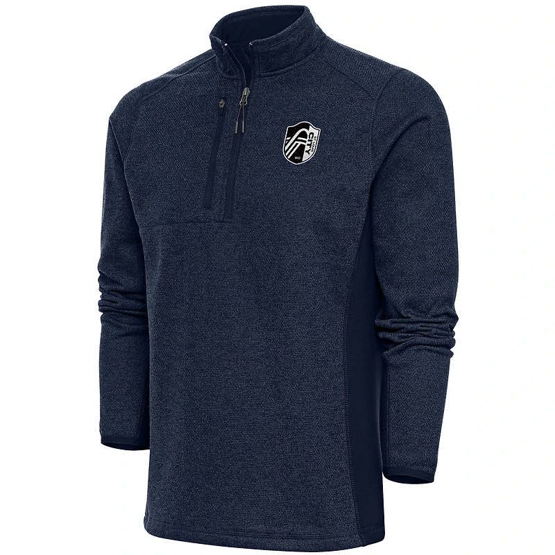 Men's Antigua  Heather Navy St. Louis City SC Brushed Metallic Course Quarter-Zip Top
