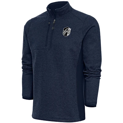 Men's Antigua  Heather Navy St. Louis City SC Brushed Metallic Course Quarter-Zip Top