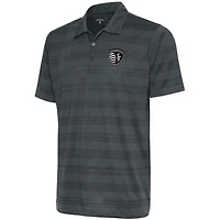 Men's Antigua  Charcoal Sporting Kansas City Brushed Metallic Compass Polo
