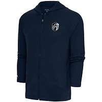Men's Antigua  Navy St. Louis City SC Brushed Metallic Legacy Raglan Full-Zip Hoodie