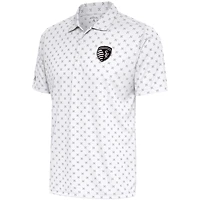Men's Antigua  White Sporting Kansas City Brushed Metallic Spark Polo