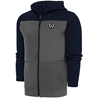 Men's Antigua  Navy/Steel Philadelphia Union Brushed Metallic Protect Full-Zip Hoodie