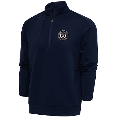 Men's Antigua  Navy Philadelphia Union Brushed Metallic Generation Quarter-Zip Top