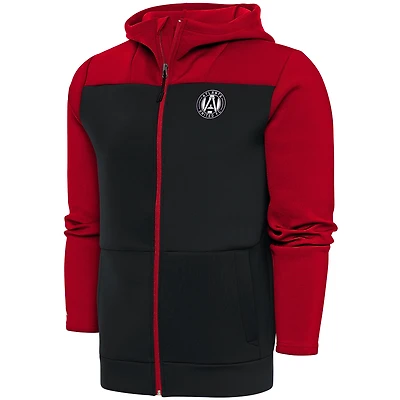 Men's Antigua  Red/Gray Atlanta United FC Brushed Metallic Protect Full-Zip Hoodie