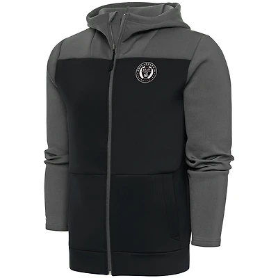 Men's Antigua  Steel/Gray Philadelphia Union Brushed Metallic Protect Full-Zip Hoodie