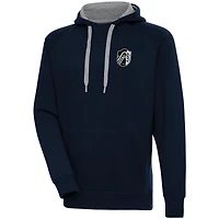 Men's Antigua  Navy St. Louis City SC Brushed Metallic Victory Raglan Pullover Hoodie