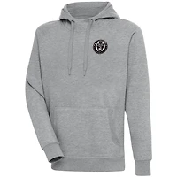 Men's Antigua  Heather Gray Philadelphia Union Brushed Metallic Victory Raglan Pullover Hoodie