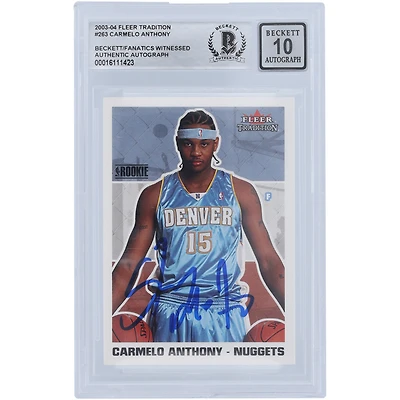 Carmelo Anthony Denver Nuggets Autographed 2003-04 Fleer Tradition #263 Beckett Fanatics Witnessed Authenticated 10 Rookie Card