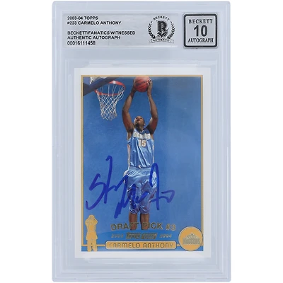 Carmelo Anthony Denver Nuggets Autographed 2003-04 Topps Gold Variation #223 Beckett Fanatics Witnessed Authenticated 10 Rookie Card