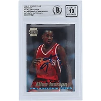 Allen Iverson Philadelphia 76ers Autographed 1996-97 Topps Stadium Club #R1 Beckett Fanatics Witnessed Authenticated 10 Rookie Card