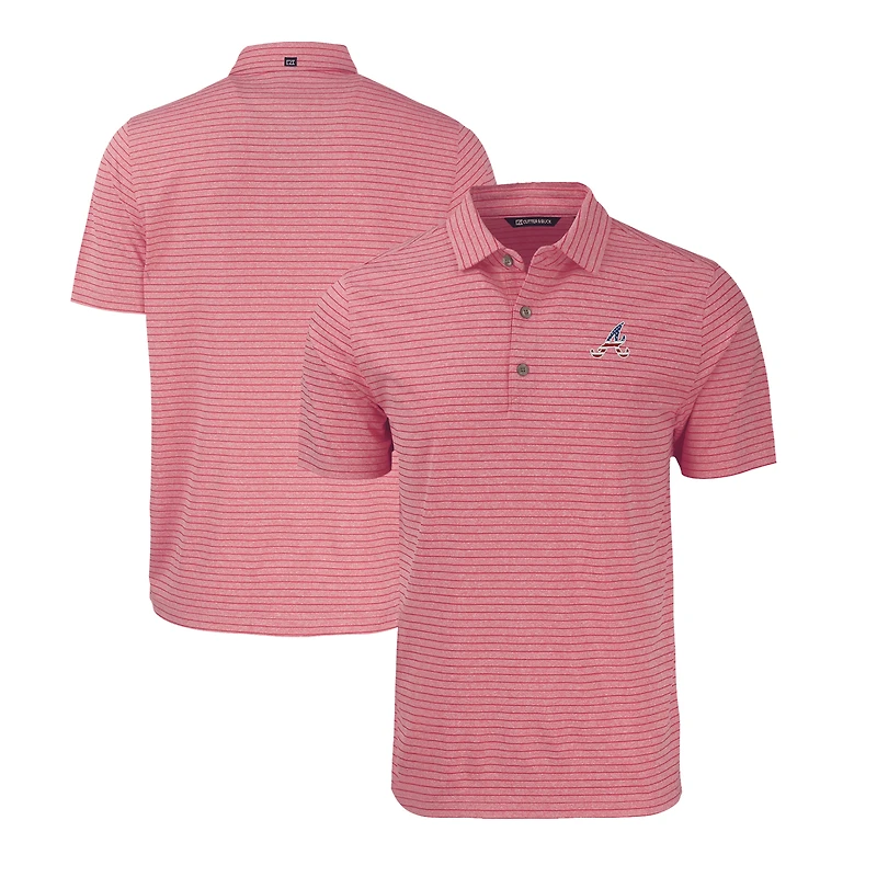 Men's Cutter & Buck  Heather Red Atlanta Braves Stars & Stripes Big & Tall Forge Eco Heather Stripe Stretch Recycled Polo