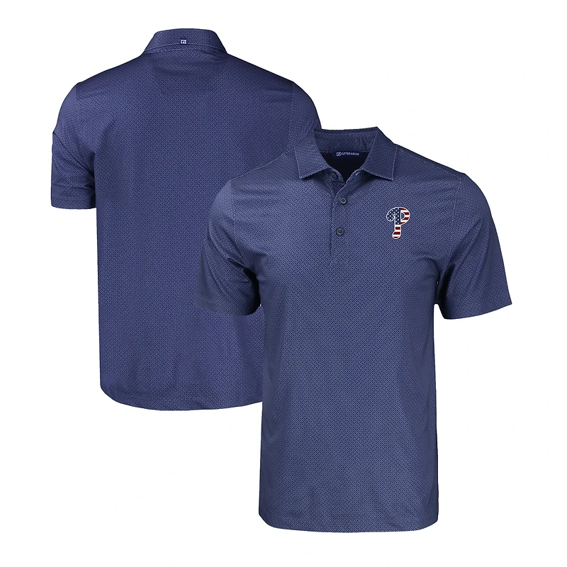 Men's Cutter & Buck  Navy Philadelphia Phillies Stars & Stripes Big & Tall Pike Eco Tonal Geo Print Stretch Recycled Polo