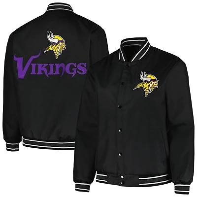 Women's JH Design  Black Minnesota Vikings Plus Size Full-Snap Jacket