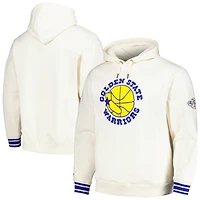 Men's Mitchell & Ness Cream Golden State Warriors Chainstitch Felt Pullover Hoodie